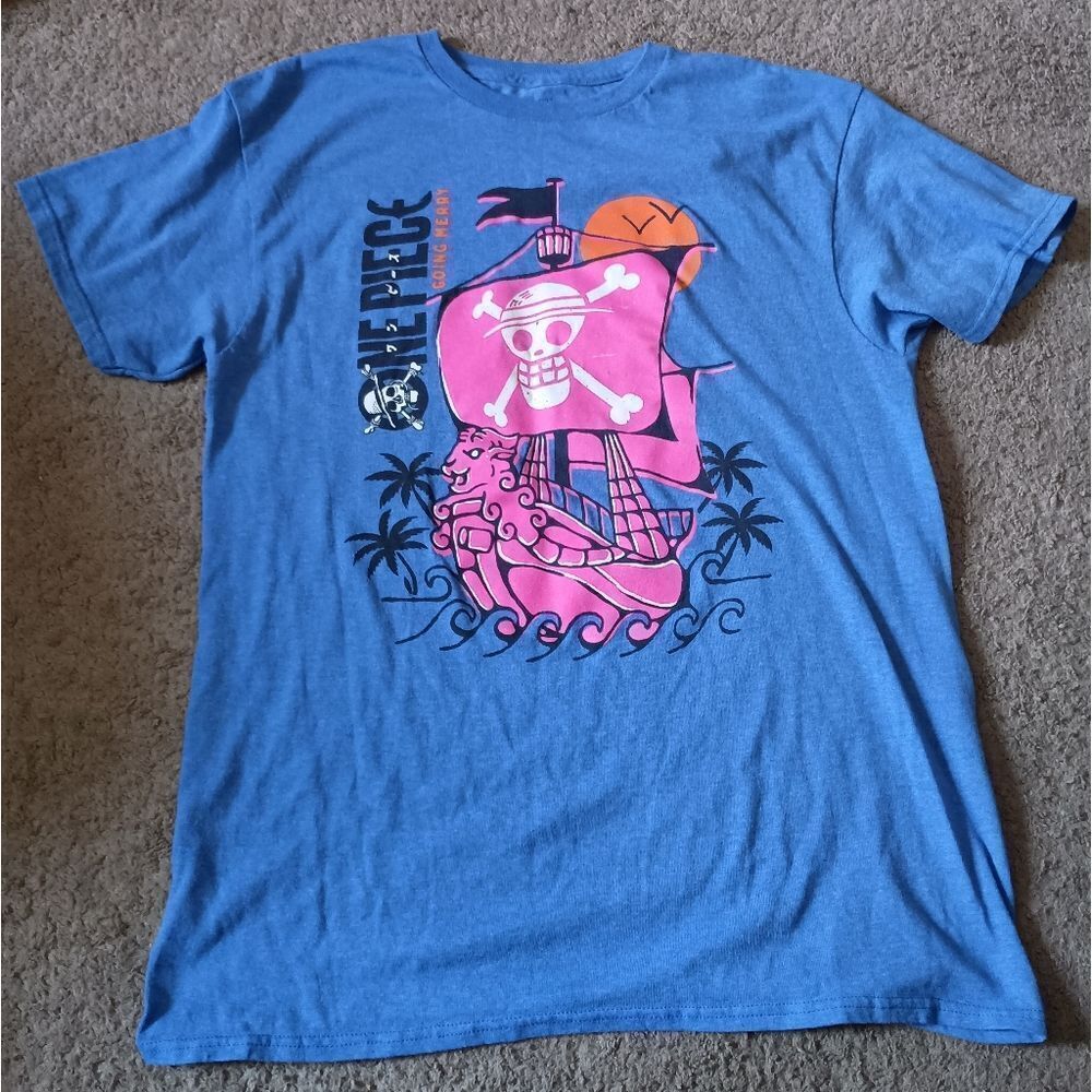 One Piece Going Merry Blue Graphic T-shirt SS Size Medium PRE-OWNED RARE